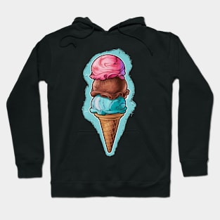 Three-layer ice cream cone with many delicious flavors Hoodie